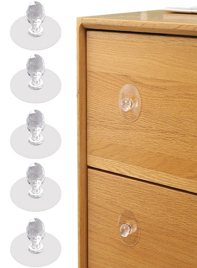 BowieMall Adhesive Clear Cabinet Drawer Knobs 5Pcs Free Self-Stick Push Pull Helper for Kitchen Bathroom Wardrobe Window Cupboard Dresser Furniture Door - Image 1